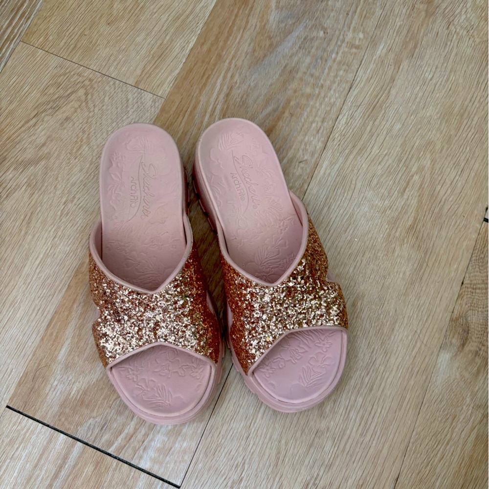 Skechers Sparkly Pink Slide Sandals